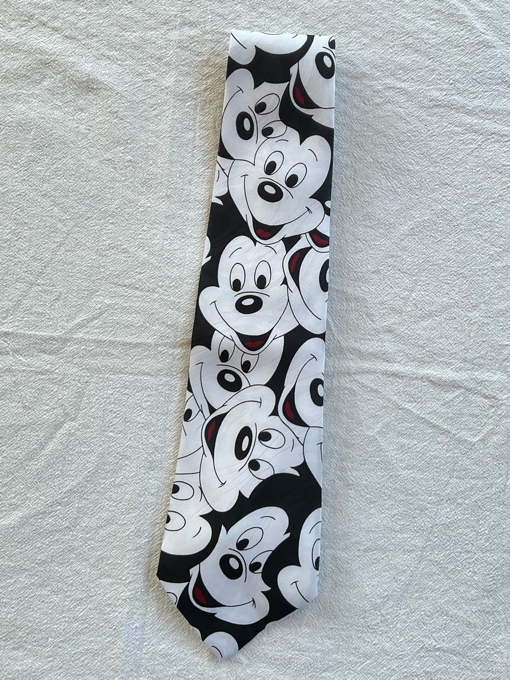 Men’s Neck Tie Vintage Disney Mickey Mouse White Black Polyester Funny Teacher